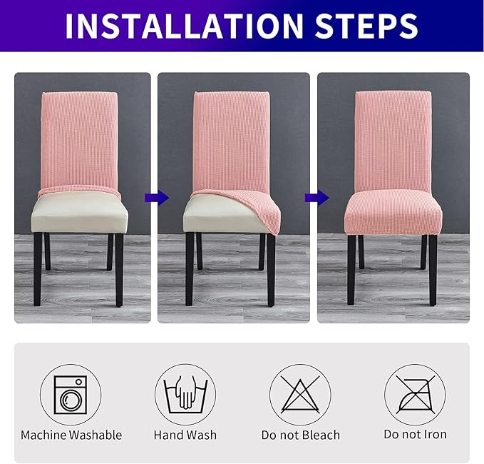 Howhic Stretch Chair Covers for Dining Room Set of 6, Removable Washable Dining Room Chair Covers, Dining Chair Slipcovers Seat Protector, Great for Home Decor and Banquet (Dusty Pink, 6 Pack)