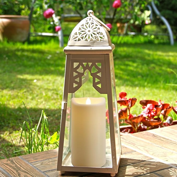 4" x 6" 8" 10" Waterproof Outdoor Flameless Candles with Remote, Flickering Battery Operated LED Pillar Candles for Home, Lanterns Decor, Ivory Plastic