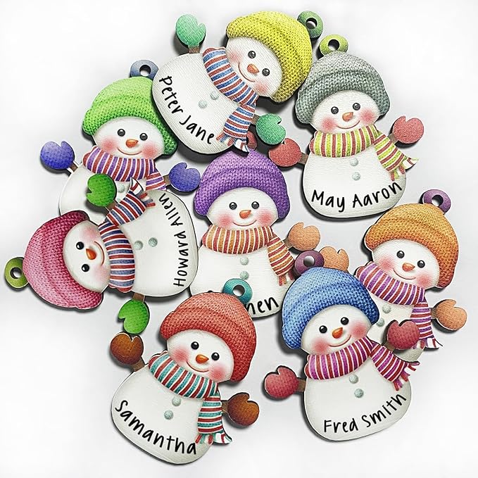 2025 Personalized Christmas Ornaments Set of 8,Custom Christmas Snowman Ornaments Deorations for Xmas Tree,Customized Xmas Ornament Tree Deorations,Personalized Wooden Ornament Gifts