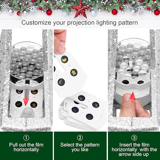 Christmas Tree Topper Lighted with 6 Projection Modes, 9.6” Hollowed Snowflake Tree Topper with Silver Spangles Plug in for Indoor Home Xmas New Year Party Holiday Night Tree Decor