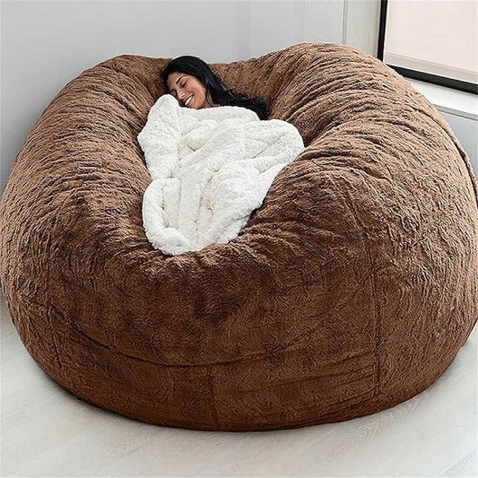Big Huge Giant Bean Bag Chair for Adults, (No Filler) Bean Bag Chairs in Multiple Sizes and Colors Giant Foam-Filling Required- Machine Washable Covers, Double Stitched Seams (Coffee,7FT)