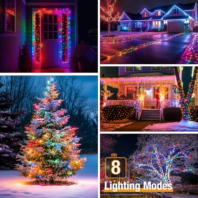 6 Pack Solar String Lights for Outside - 480LED 198FT Solar Fairy Lights Outdoor Waterproof 8 Modes, Copper Wire Solar Powered Twinkle Lights for Tree Garden Christmas Wedding Party Decor, Multicolor