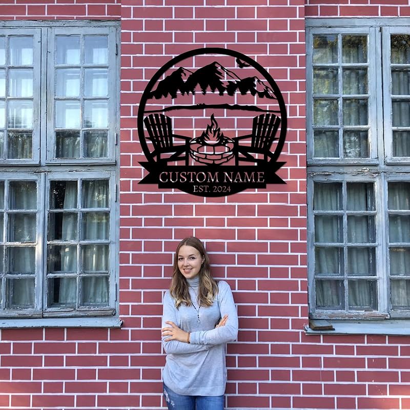 Personalized Camping Signs | Custom Metal Sign | Custom Mountain Campfire Sign | Custom Signs Outdoor Metal | Family Name Sign | Personalized Campfire Name Sign | Metal Wall Art | Camping Signs