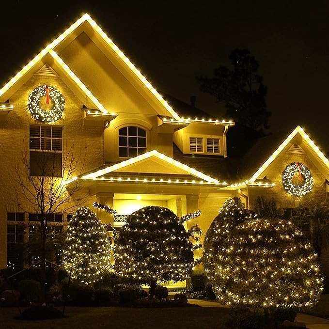 YEGUO 2 Packs Each 33ft 100 LED Solar Rope Lights Outdoor Waterproof, Warm White String Lights for Outside, 8 Modes Fairy Lights in Clear Thin Tube for Camping Fence Patio Garden Trampoline Deck