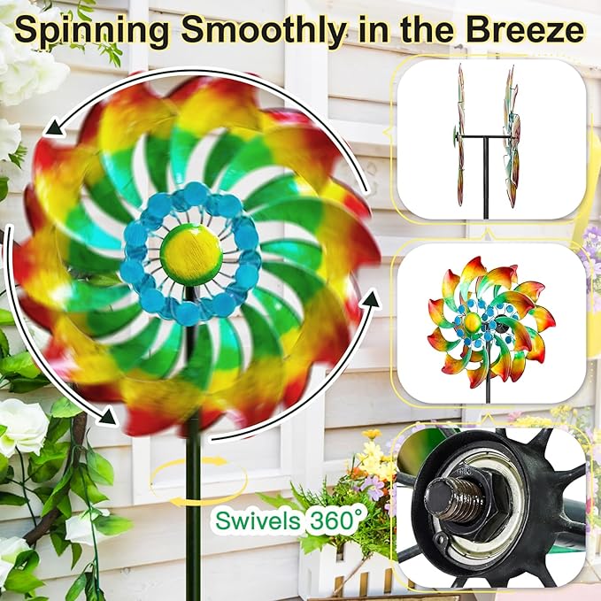 Wind Spinner - Metal Large Wind Spinners Outdoor - Windmill for Yard and Garden, Gift for Family, Friends, Garden Lovers(74'' x 22'')