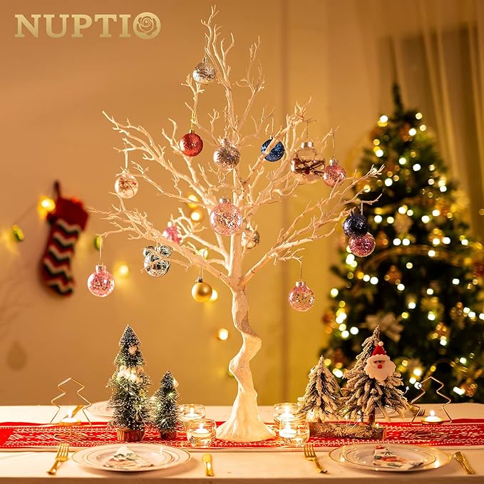 NUPTIO White Christmas Tree Branch Artificial 31.5 inch Tall Manzanita Tree Halloween Centerpiece Wedding Centerpieces for Tables, Decorative Ornament Display Tree for Decoration Weddings (1 Pc)
