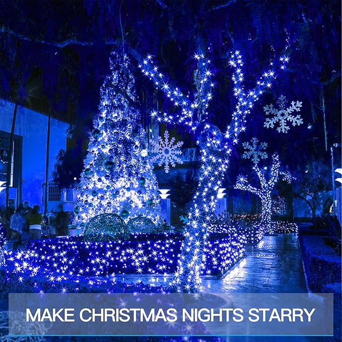 suddus Blue LED Christmas Lights Outdoor,200led 66ft Battery Operated Fairy Lights Indoor, Twinkle Lights for Bedroom, Halloween, Backyard, Tree, Dorm, Patio, Tapestry, Garden, Party