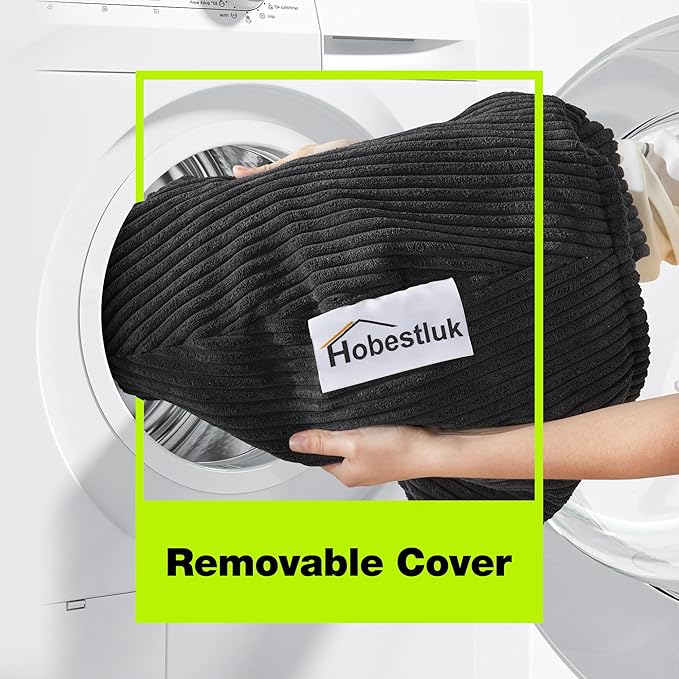 Hobestluk 4.5FT Bean Bag Chair Giant Bean Bag Chair with Filler Included Adult Bean Bag Chairs with Removable Cover for Bedroom Living Room - (Jumbo, Black)