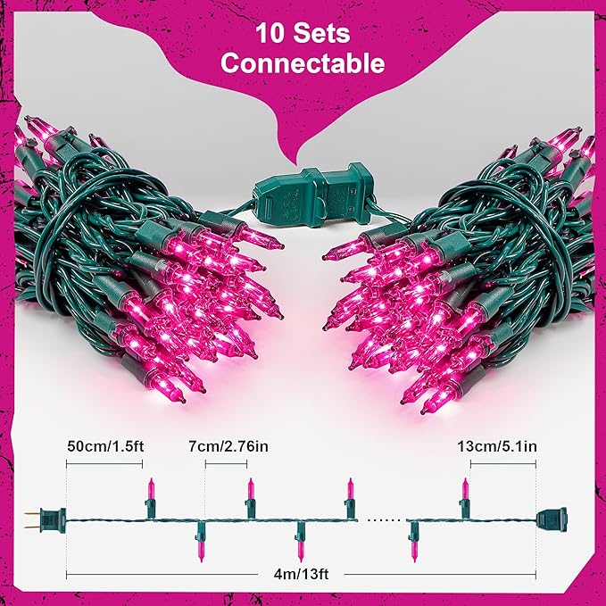 Purple Halloween Lights Outdoor,50 Count Incandescent Bulb Waterproof Fairy Lights,13FT UL Certified Mini String Lights for Holiday Decorations, Christmas,Halloween,Party, Xmas, Yard,Patio