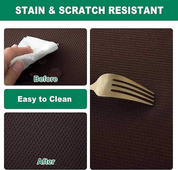 Biscaynebay Textured Fabric Tablecloths 52x70 Inches Rectangular, Brown Water Resistant Tablecloths for Dining, Kitchen, Wedding and Parties etc. Machine Washable