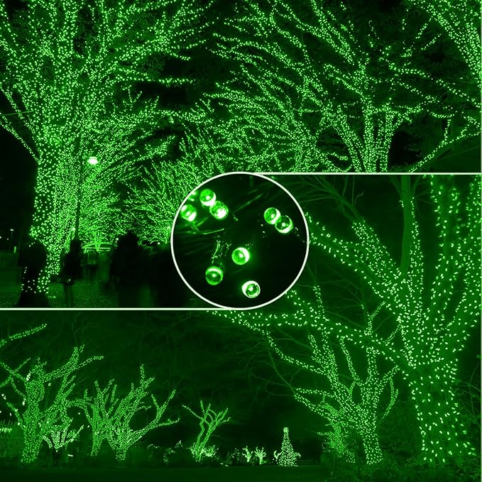 XTF2015 105ft 300 LED Christmas String Lights, End to End Plug 8 Modes Christmas Lights UL Certified Outdoor Indoor Fairy Light Tree, Patio, Garden, Party, Wedding, Holiday (Green)