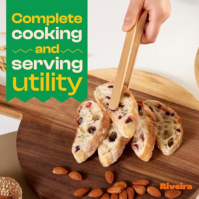 Riveira Maple Wooden Spoons for Cooking Set of 9 – Natural Maple Wooden Cooking Utensils, Wooden Spatula, Wooden Spoon - Premium Quality Wooden Utensil Set for Non-Toxic Cooking