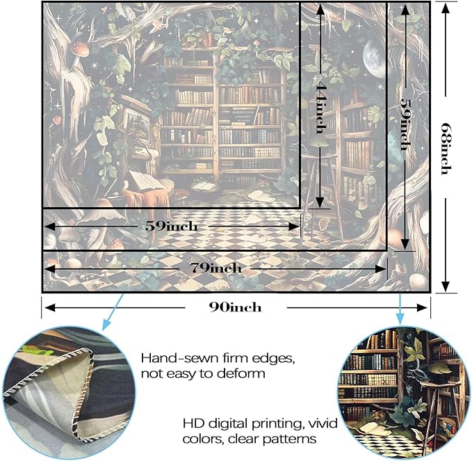 Accnicc Fantasy Forest Bookshelf Tapestry Witchy Fairy Tree Mushroom Retro Backdrop Tapestries Wall Hanging Vintage Library Book Tapestry for Bedroom Living Room Dorm 80 x 60 inch