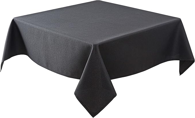 Biscaynebay Textured Fabric Square Tablecloths 60x60 Inch, Black Water Resistant Spill Proof Table Cloth Small Card Folding Table Covers for Dining, Kitchen, Wedding and Parties, Machine Washable