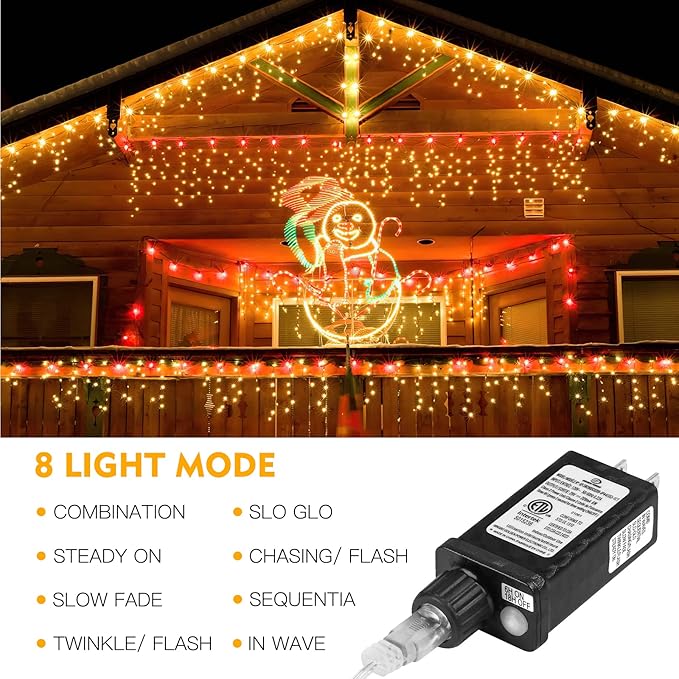 AGIRL 400 LED Icicle Lights Outdoor 32.8Ft 75 Drops Icicle Christmas Halloween Lights 8 Modes Waterproof Fairy String Lights for Indoor Bedroom Garden Wedding Porch Decoration