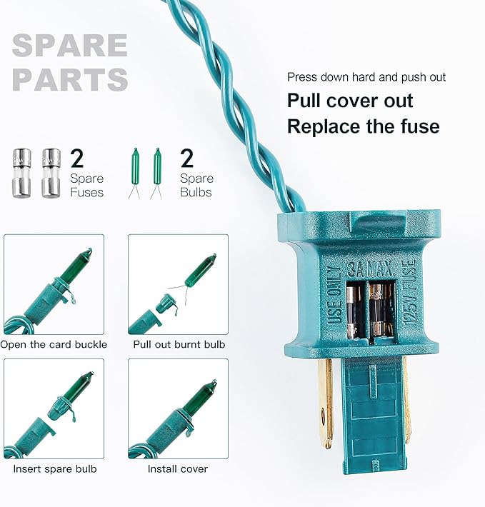 50-Count Green Christmas Tree Lights with Green Wire,13ft Incandescent Bulb Waterproof Fairy Lights,Plug in Mini String Lights for Holiday Decorations, Party, Xmas, Yard, Indoor & Outdoor