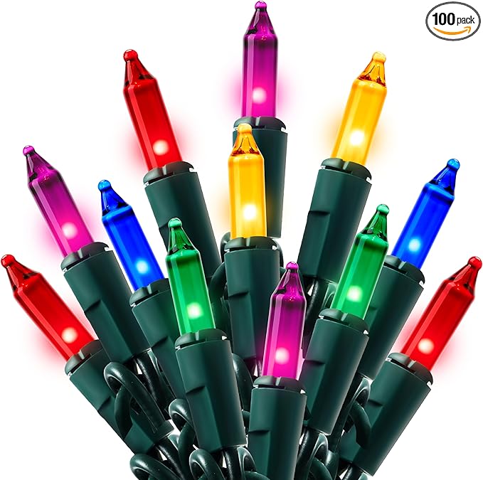 Joiedomi Multicolor Christmas String Lights,100 Count 21.4FT Christmas Fairy Tree Lights Plug in for Indoor Outdoor Xmas Decorations Patio Holiday Theme Party Yard House,Green Wire