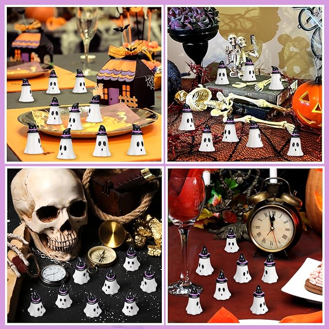 50 Pcs Mini Halloween Miniatures Figurines Resin Tiny Resin Figures Ornaments for Halloween Party Outdoor Home Garden Decoration (Witch Hat)