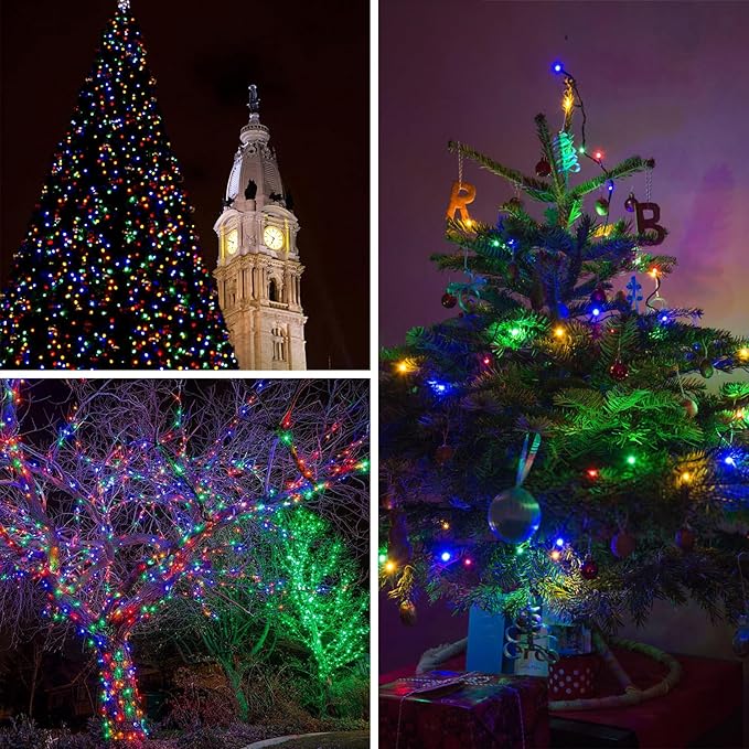 Multicolor Solar Christmas Lights 2Pack Total 180FT 500LED, String Light Outdoor Waterproof, Auto On/Off with 8 Modes Solar Twinkle Lights for Outside Tree Christmas Decorations (Multicolor)