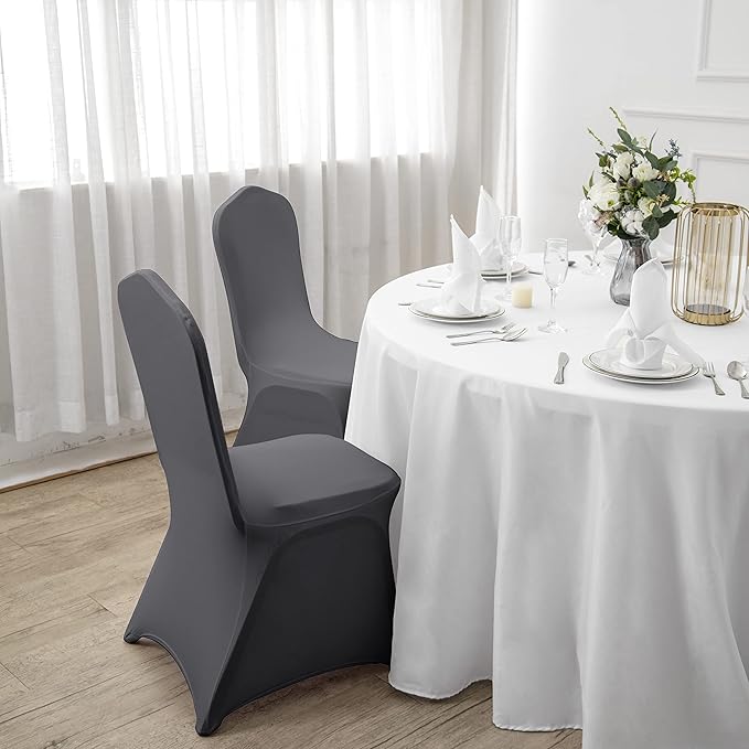 SUPERO Waterproof Spandex Chair Cover 25PCS, Stretch Dining Chair Covers, Polyester Outdoor Chair Covers, Protector Stretch Chair Cover for Party Universal, Banquet, Wedding Event, Hotel(Grey)