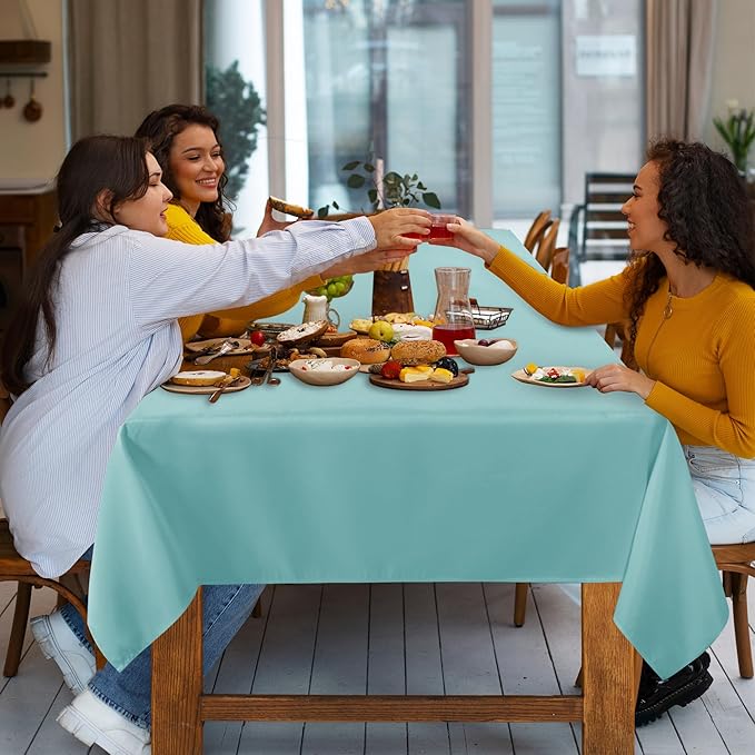 sancua Rectangle Tablecloth - 60 x 120 Inch - Stain and Wrinkle Resistant Washable Polyester Table Cloth, Decorative Fabric Table Cover for Dining Tables, Buffet Parties and Camping, Turquoise