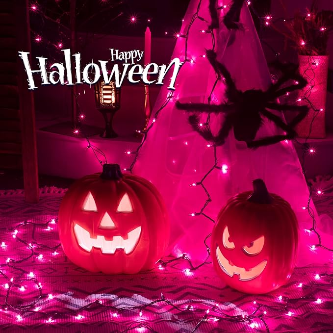 Hopolon Halloween Purple String Lights, 2PACK 50 Mini Fairy Lights Set, Green Wire 13Ft Traditional Halloween Holiday Dรฉcor for Home, Christmas Tree, Bedroom, Patio, Wedding (2pcs Purple)