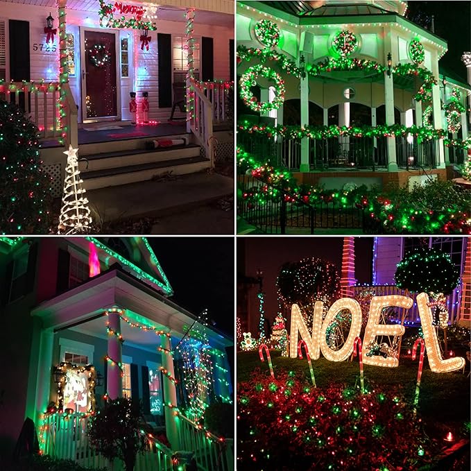 Brizled Red & Green Christmas Lights, 33ft 100 LED Christmas String Lights, 120V UL Certificated Xmas Tree Light Connectable, Mini Xmas Light Set Indoor Outdoor for Holiday Tree Party Home Decor