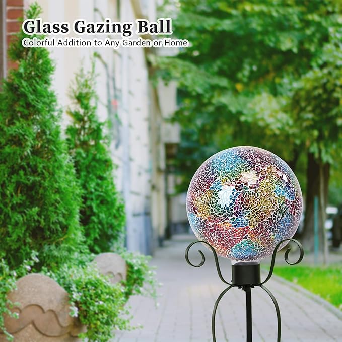 VCUTEKA Gazing Ball, 8" Glass Gazing Balls Sphere for Garden Lawn Outdoor Ornament Yard Decorative