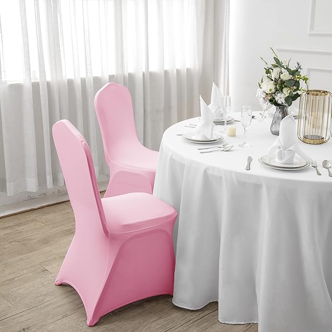 SUPERO Waterproof Spandex Chair Cover 12PCS, Stretch Dining Chair Covers, Polyester Outdoor Chair Covers, Protector Stretch Chair Cover for Party Universal, Banquet, Wedding Event, Hotel(Pink)