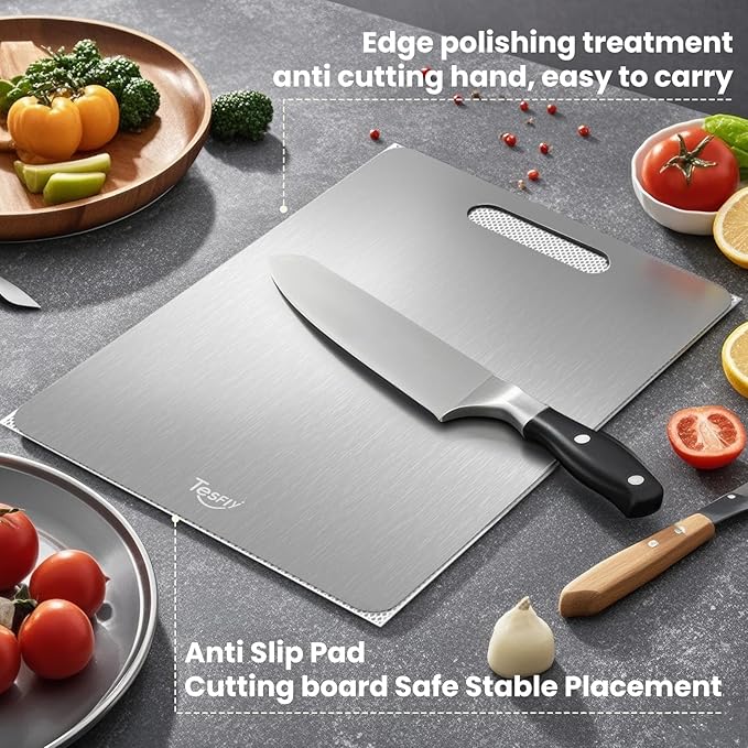 New Titanium Cutting Board - 100% Pure Titanium Cutting Boards For Kitchen,Easy to clean, Double-sided food-grade Cutting Board For Cutting Meats, Fruits And Vegetables(18 * 12)