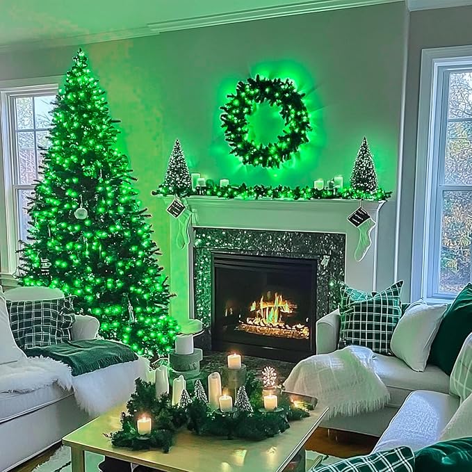 JMEXSUSS 200 LED Halloween Lights Outdoor, 66ft Connectable Green String Lights Plug in, 8 Modes Waterproof Green Christmas Lights for Outside, Indoor, Yard, St Patrick's Day, Xmas, Halloween Decor