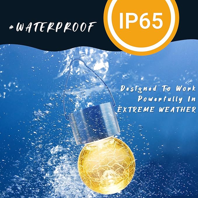 GIGALUMI 24 Pack Solar Outdoor Lights, Solar Hanging Lights for Christmas Decoration-Cracked Glass Solar Lights Outdoor Waterproof for Garden, Yard, Fence, Tree(Warm White)