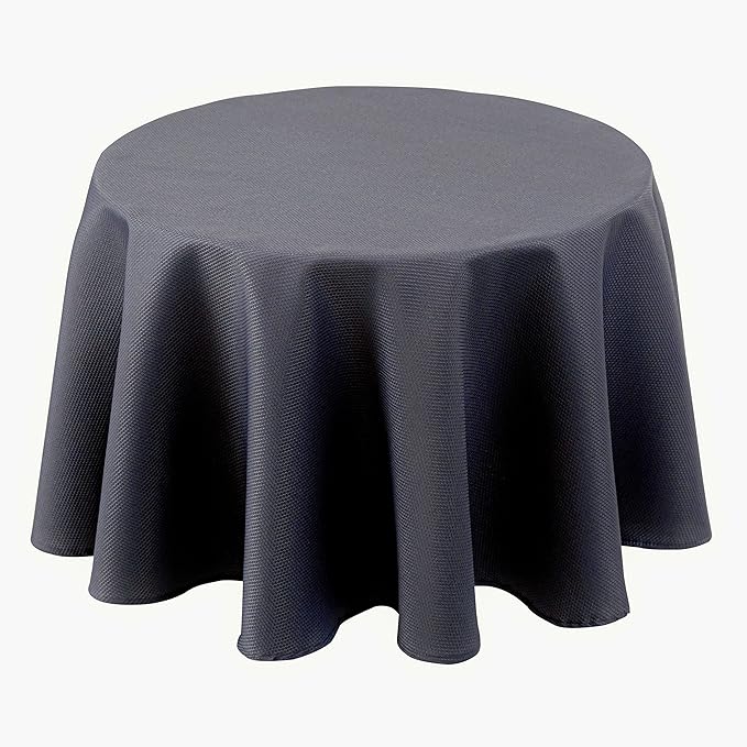 Biscaynebay Textured Fabric Round Tablecloths 60", Dark Grey Water Resistant Table Cloth Small Circle Folding Table Covers for Dining, Kitchen, Wedding, Parties etc Machine Washable