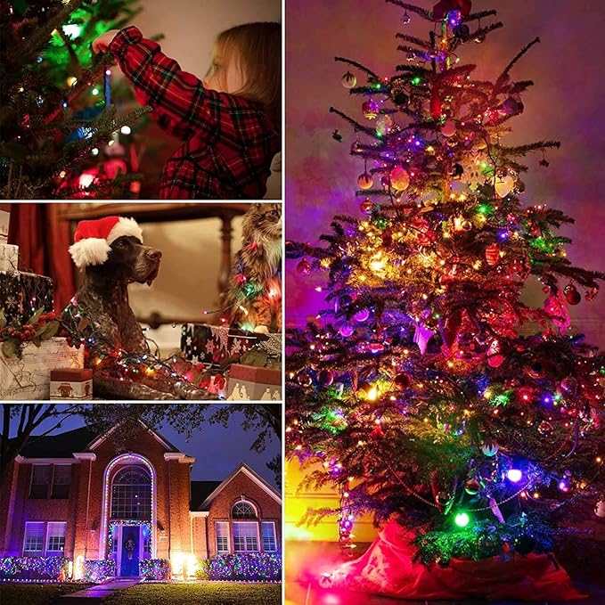 Minetom Clear Christmas Lights 2 Pack 26.5 Feet 100 Counts Mini String Lights Waterproof for Indoor Outdoor Patio Wreath Garden Wedding Party Thanksgiving Holiday Xmas Tree Decorations, Multicolored