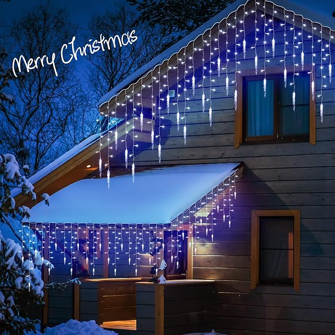 Icicle Lights Outdoor, 33 FT 400 LED Christmas Lights with 60 Drops, Waterproof Connectable Icicle Christmas Light Outdoor with Remote and Timer, 8 Light Modes Christmas Decorations for Roofline