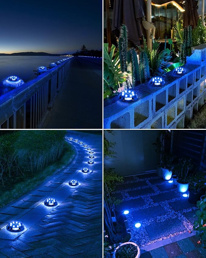 Biling Solar Pathway Lights Outdoor Uplight Sidelight, 12 Packs Blue Bright Solar Ground Lights Waterproof for Yard Walkway Garden Halloween Decorations