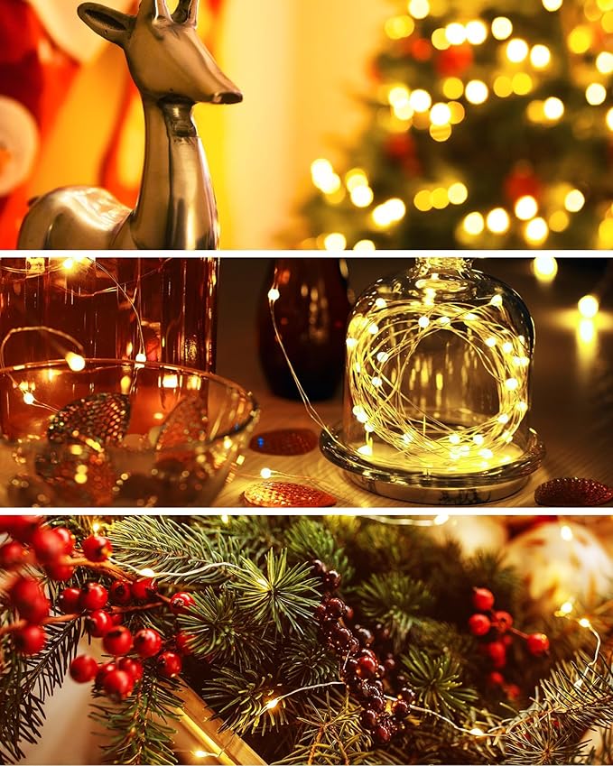 12 Pack Fairy Lights Battery Operated - 7ft 20 LED Twinkle Lights Copper Wire Mini String Lights Firefly Lights for Mason Jars DIY Crafts Christmas Wedding Party Centerpiece Table Decor, Warm White