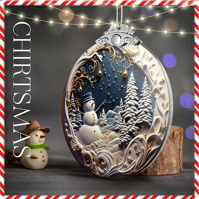 2025 Christmas Ornament, Christmas Ornaments, Ornaments,Christmas Tree Ornaments, Christmas Tree 2D Acrylic Ornament, White Elephant Gifts, Gag Gifts Funny Adult, Christmas Decor (Snowman)