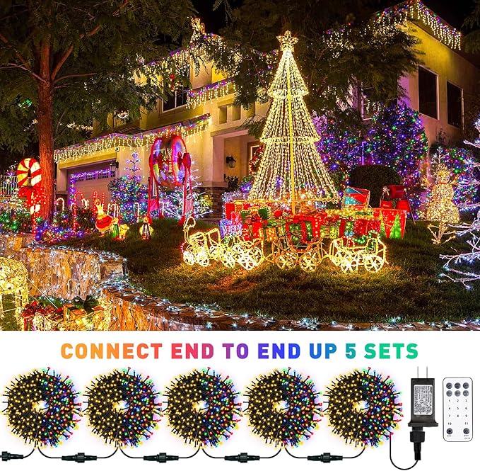 JMEXSUSS Color Changing Christmas Lights, 66ft 200 LED Warm White & Multicolor String Lights Outdoor Waterproof with Remote, Connectable Christmas Tree Lights Plug in for Indoor Xmas Decor