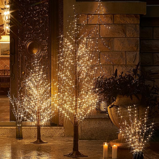 Fudios Lighted Alpine Tree Brown Willow 6FT 810 LED Fairy Lights,Artificial Winter Twig Trees Plug in for Christmas Indoor Outdoor Home Decoration