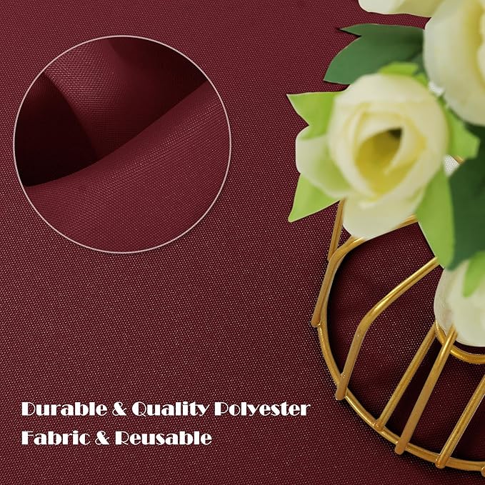 sancua Rectangle Tablecloth - 60 x 102 Inch - Stain and Wrinkle Resistant Washable Polyester Table Cloth, Decorative Fabric Table Cover for Dining Tables, Buffet Parties and Camping, Burgundy