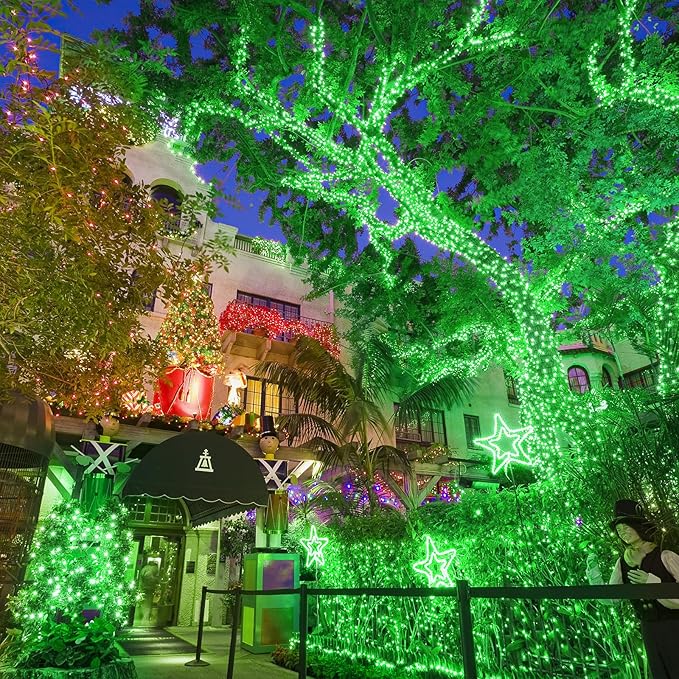 400 LED Green String Lights, 132ft Green Halloween Lights Indoor Outdoor Clear Wire 8 Modes Christmas Lights Plug in Waterproof Twinkle Fairy Lights for Room Tree Christmas Halloween Decorations