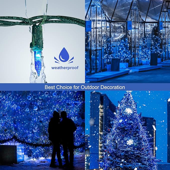 Hopolon Blue Christmas String Lights, 2PACK 50-Count Incandescent Mini Fairy Lights Set, UL Certified Green Wire Lights for Indoor Outdoor Halloween Holiday Home Xmas Tree Patio Décor (2pcs Blue)