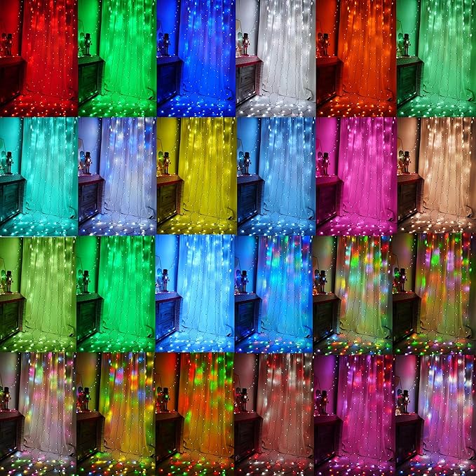 Dazzle Bright 300 LED Curtain String Lights, RGB Color Changing Christmas Fairy Lights for Bedroom with Remote & APP Control, Waterproof Smart Window Lights Party Wedding Garden Wall Decor