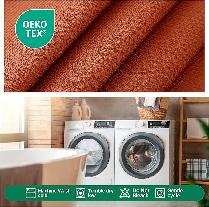 Biscaynebay Fall Tablecloth Textured Fabric Square Tablecloths 54x54 Inch, Rust Thanksgiving Autumn Harvest Water Resistant Fabric Tablecloths for Kitchen, Dining, Wedding, Parties Machine Washable