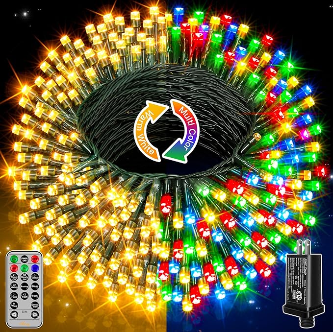 Ollny Christmas Lights, 131FT 400 LED Color Changing Christmas Tree Lights with 11 Modes Remote Control, Waterproof Outdoor Christmas Lights for Outside Indoor Patio Xmas Decorations