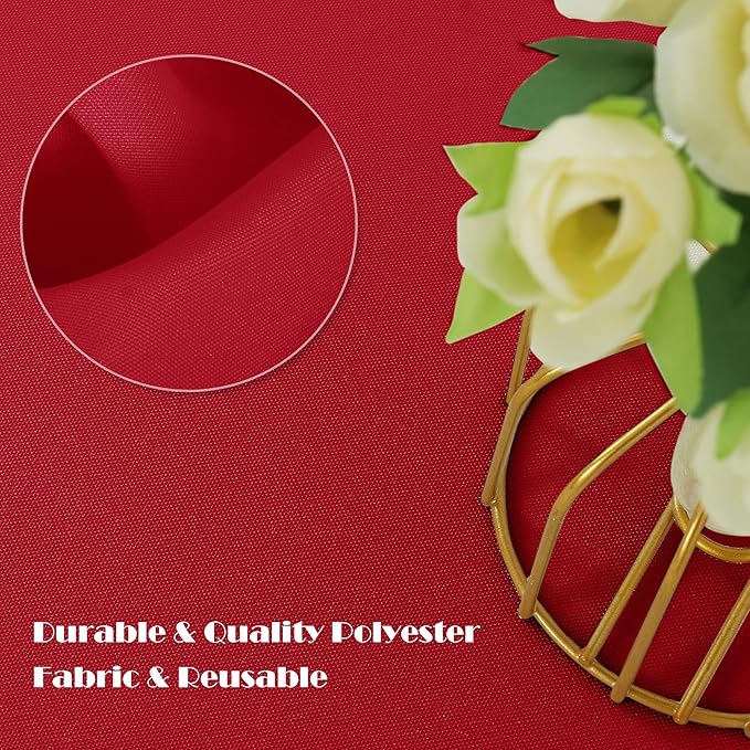 sancua Rectangle Tablecloth - 70 x 108 Inch - Stain and Wrinkle Resistant Washable Polyester Table Cloth, Decorative Fabric Table Cover for Dining Tables, Buffet Parties and Camping, Red