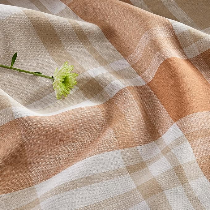 Solino Home Linen Plaid Tablecloth 54 x 86 Inch - 100% Pure Linen Fall Harvest Table Cloth for Rectangle Tables - Machine Washable Tablecloth for Autumn, Halloween, Thanksgiving