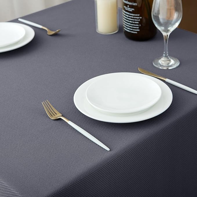 Biscaynebay Textured Fabric Square Tablecloths 60x60 Inch, Dark Grey Water Resistant Table Cloth Small Card Folding Table Covers Linen for Dining, Kitchen, Wedding and Parties etc. Machine Washable
