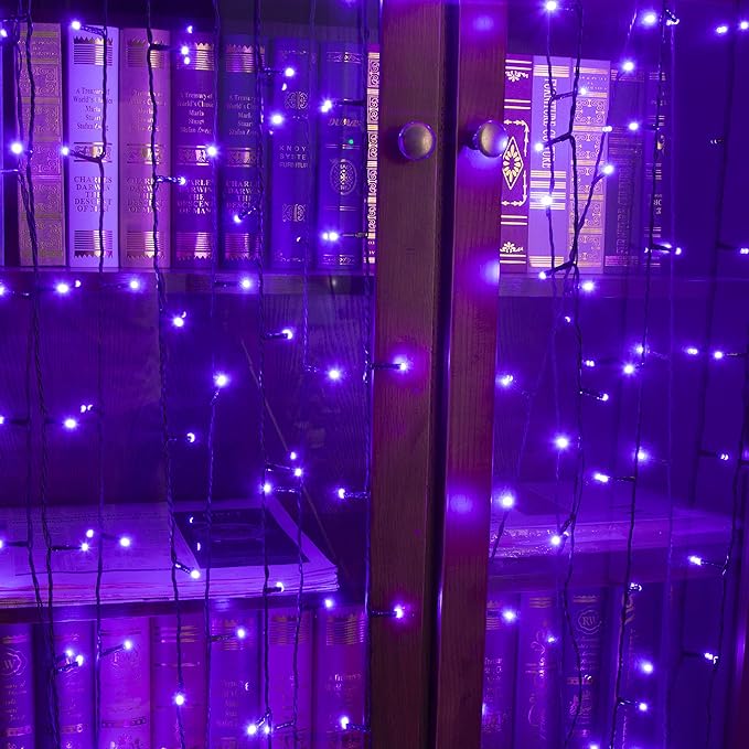 PEIDUO Halloween Decorations Outdoor, 82 FT 200 LED Purple String Lights, Motion Sensor Controller Sync with Spooky Music, Twinkle Fairy Lights for Outside Indoor Party Bedroom Halloween Decor